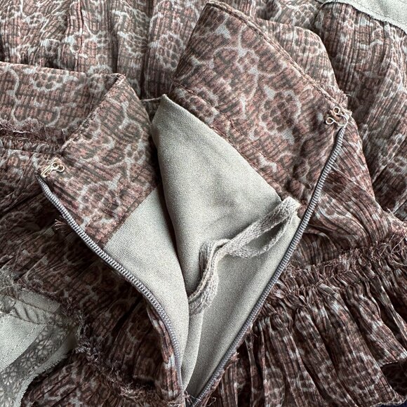 Free People Tiered Pleated Full Mini Skirt Lightweight Multicolor Sz 0 - Picture 4 of 6